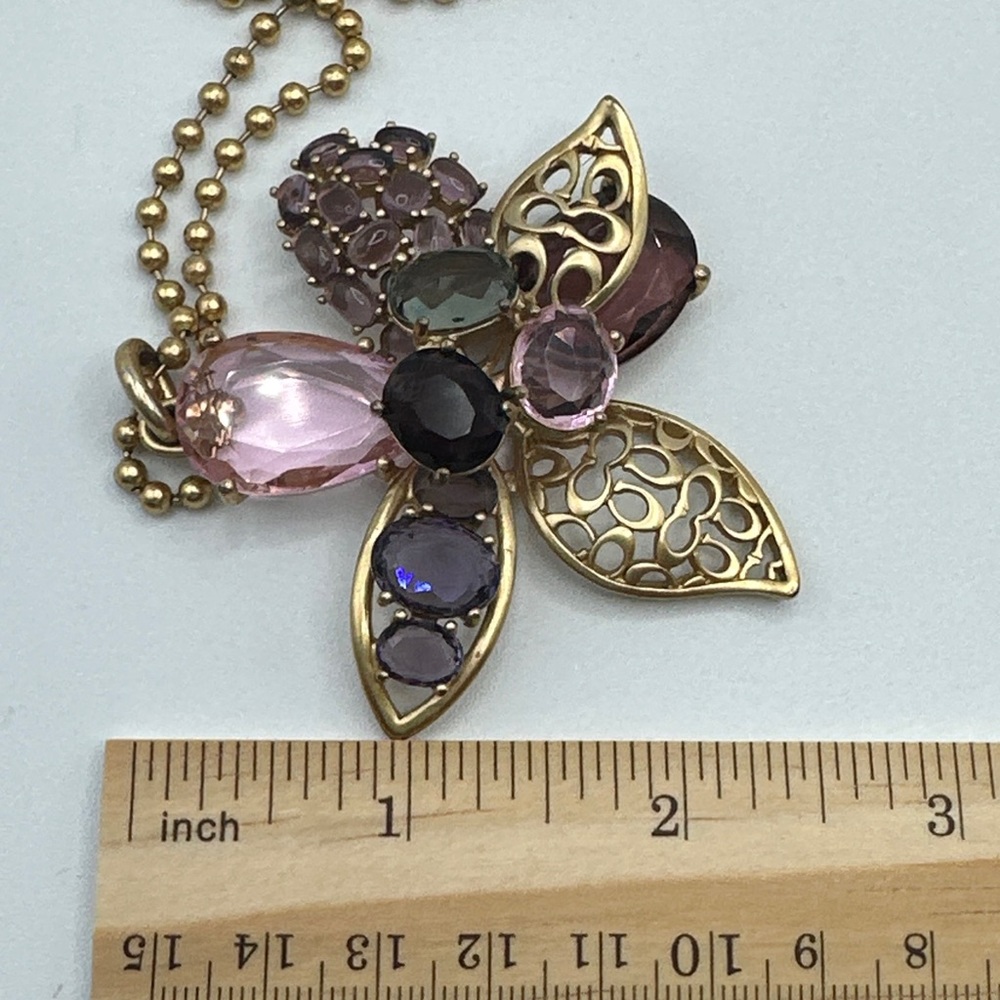 Vintage Rare Coach flower rhinestones necklace #449 - Picture 2 of 6
